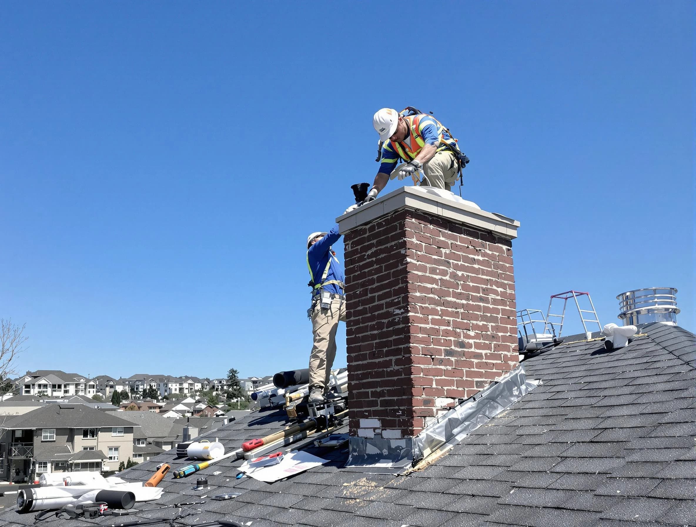 Tuscaloosa Chimney Sweep repairing a chimney crown in Tuscaloosa, AL