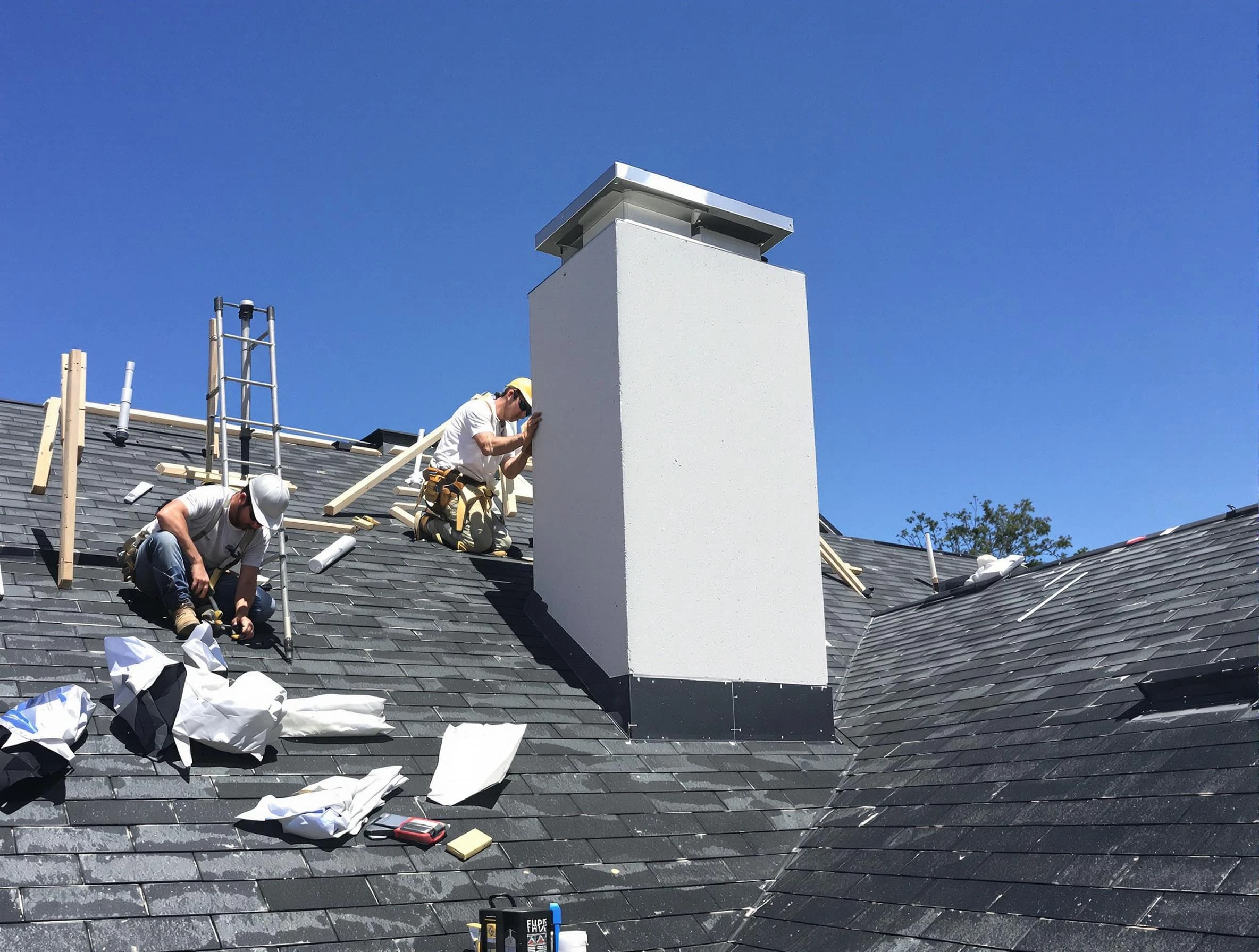 Tuscaloosa Chimney Sweep crew installing a new chimney in Tuscaloosa, AL