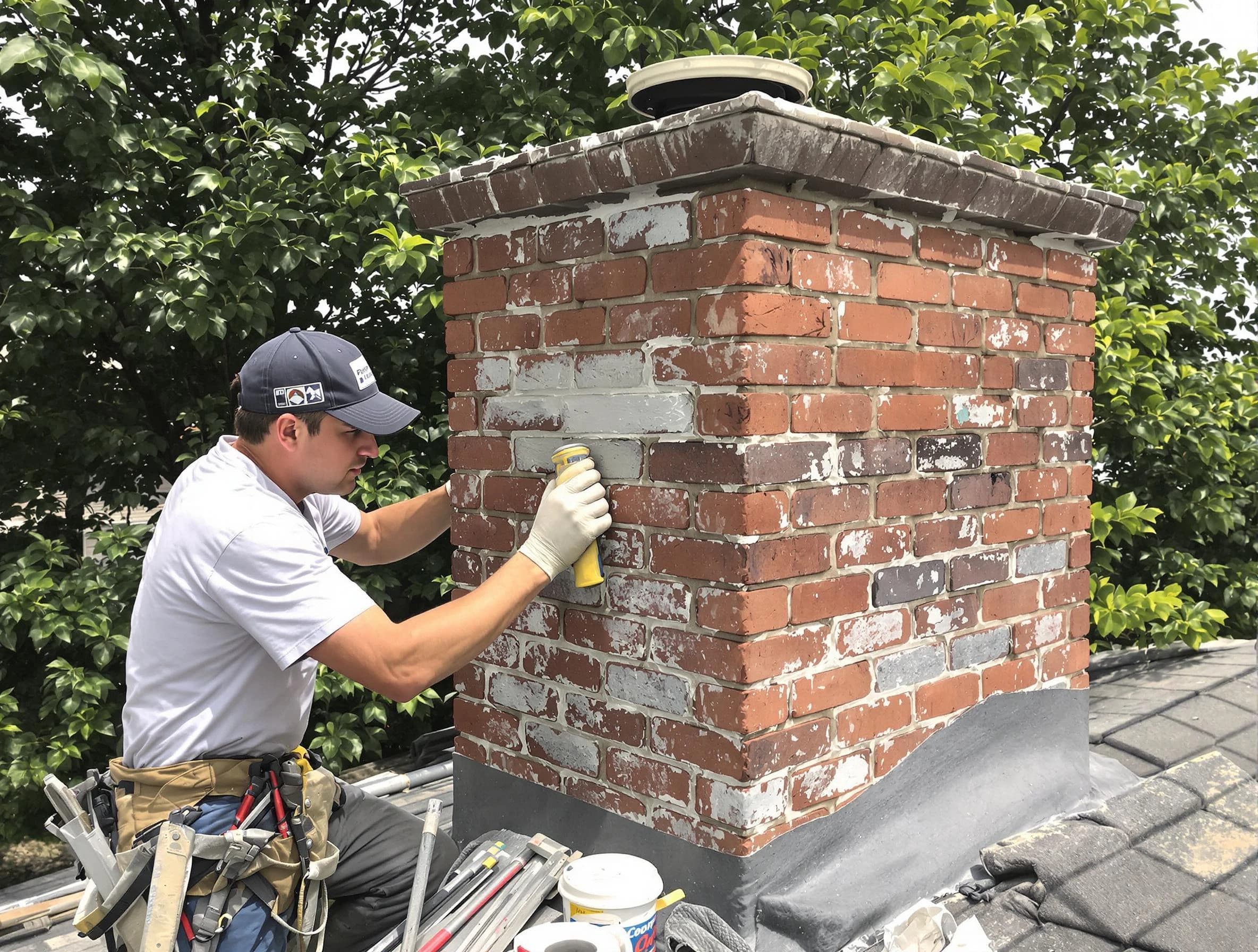 Tuscaloosa Chimney Sweep restoring an aging chimney in Tuscaloosa, AL