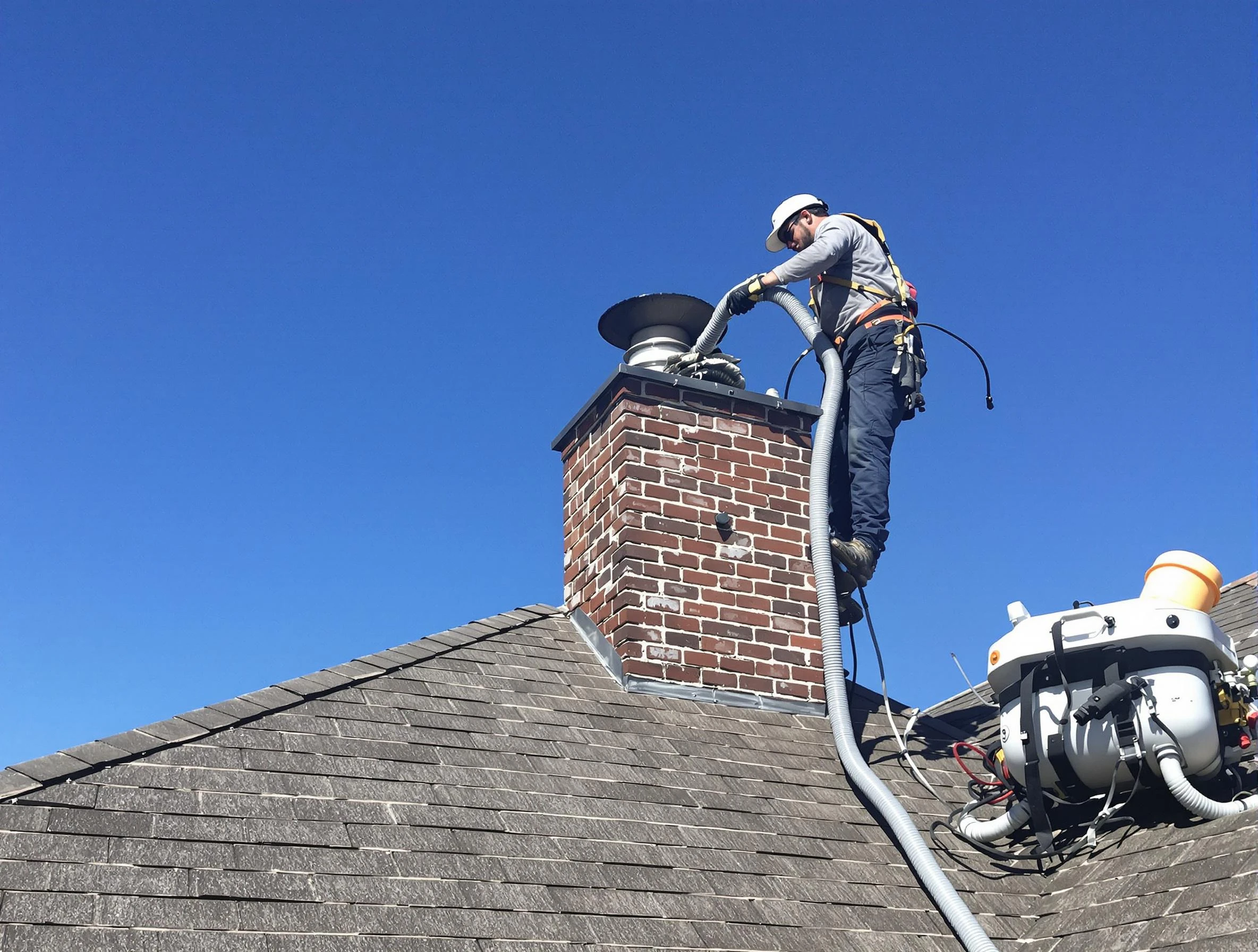 Dedicated Tuscaloosa Chimney Sweep team member cleaning a chimney in Tuscaloosa, AL