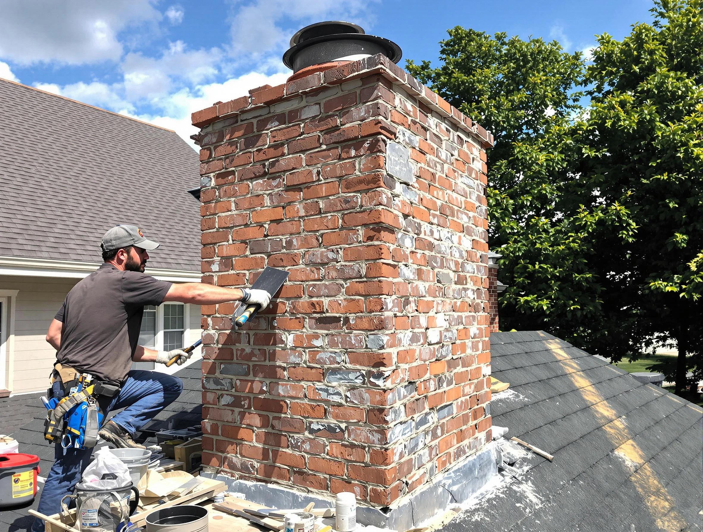 Completed chimney rebuild by Tuscaloosa Chimney Sweep in Tuscaloosa, AL