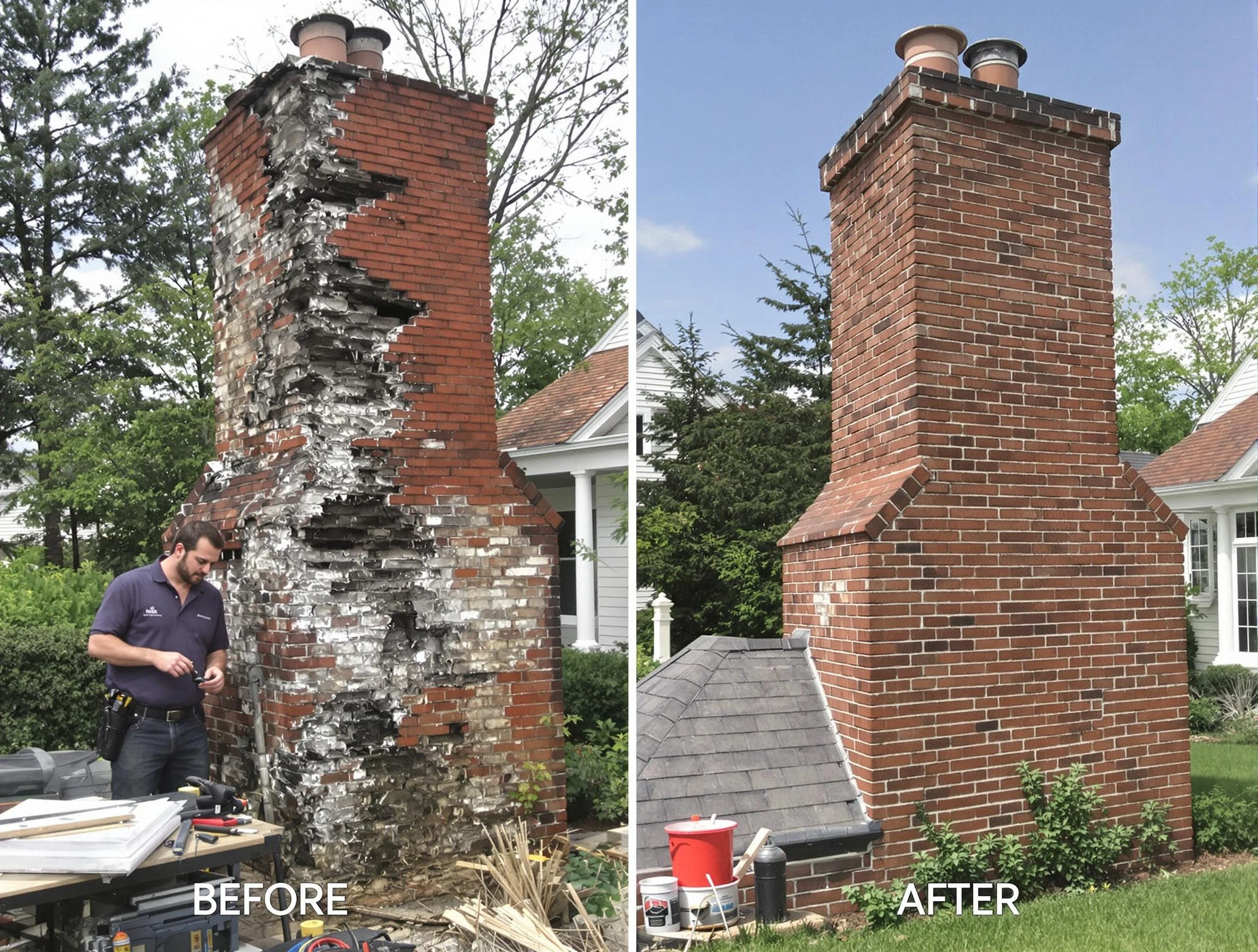 Tuscaloosa Chimney Sweep performing a full chimney restoration in Tuscaloosa, AL