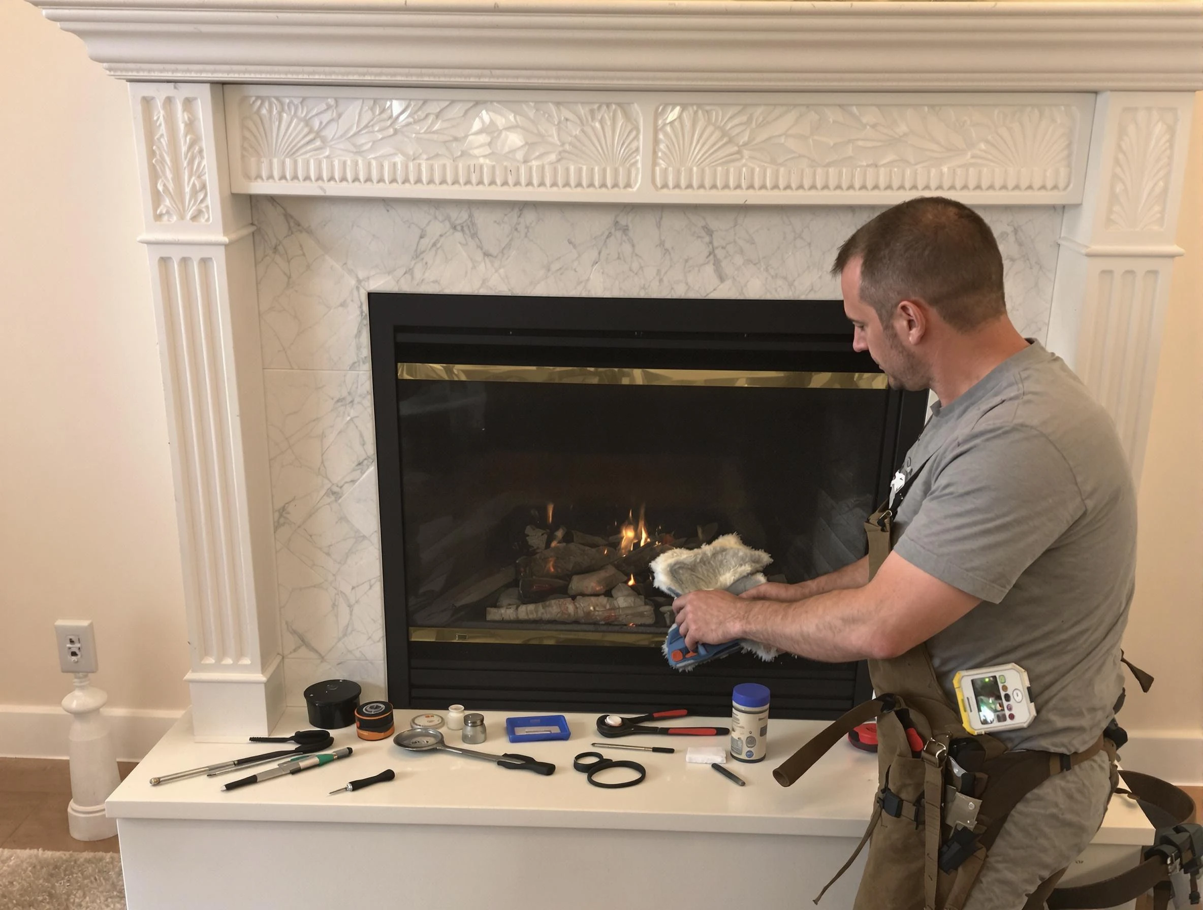 Tuscaloosa Chimney Sweep performing fireplace maintenance in Tuscaloosa, AL